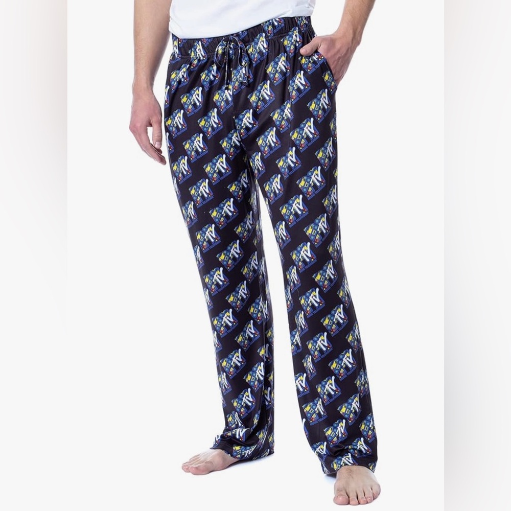 Men’s MTV Logo Patterned Pajama Pants. Size XL. NWT